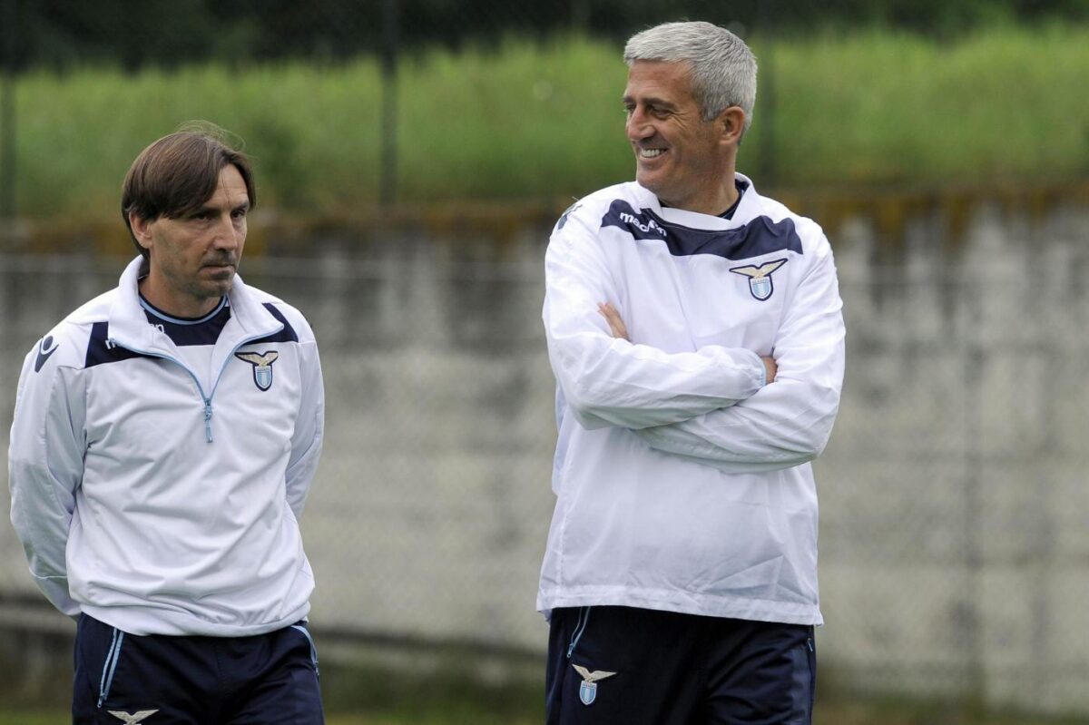 Manicone e Petkovic in ritiro a Norcia in vista della Finale Roma-Lazio 2013.