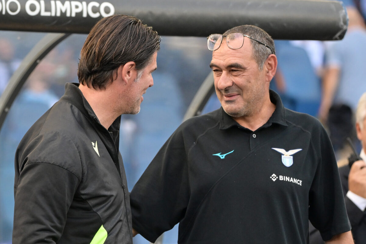 Sarri e Sottil nella partita di andata tra Lazio Udinese (serie A 2022)