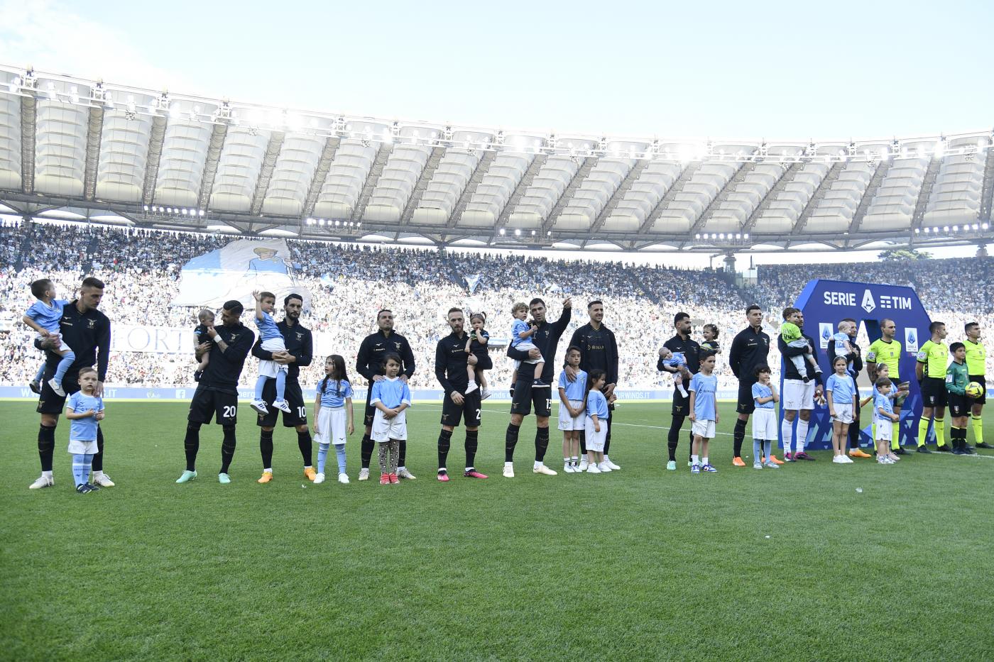 La Lazio schierata allo Stadio Olimpico