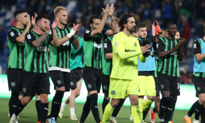 Il Sassuolo esulta dopo la vittoria sull'Inter
